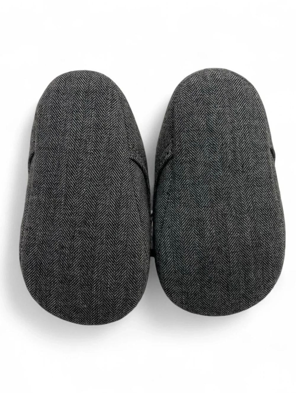 New! 3-6M Boy Janie and Jack Gray Twill Herringbone Soft Sole Crib Shoes NWT